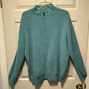 Vineyard Vines Men 1/4 Zip Pullover Sweater XL Teal 100% Cashmere Preppy